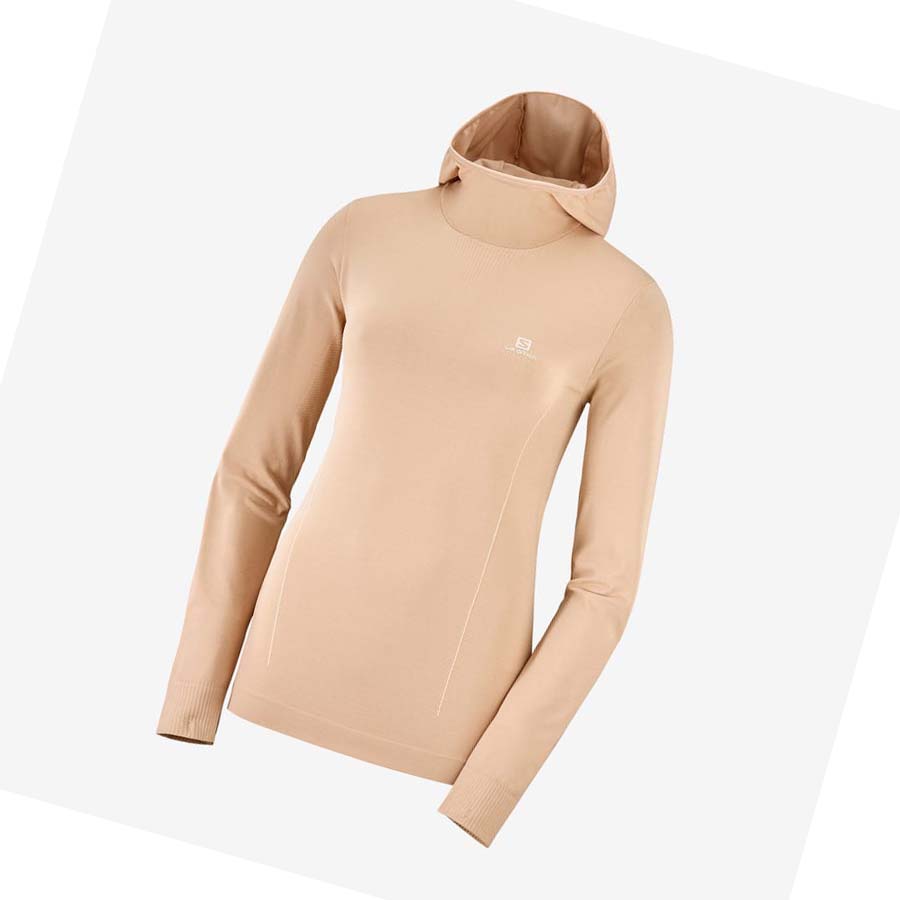 Salomon ESSENTIAL SEAMLESS Kadın Kapüşonlu Sweatshirt Pembe | TR 2533JPQ